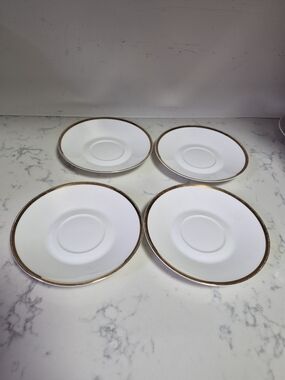 Studio TU  Fine Bone China - Horizon Gold Rim - Set of Four Saucers- SZ 6.5"